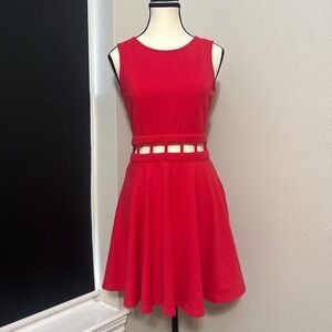 Red Y2K Sleveless Cut Out Waist Dress Medium